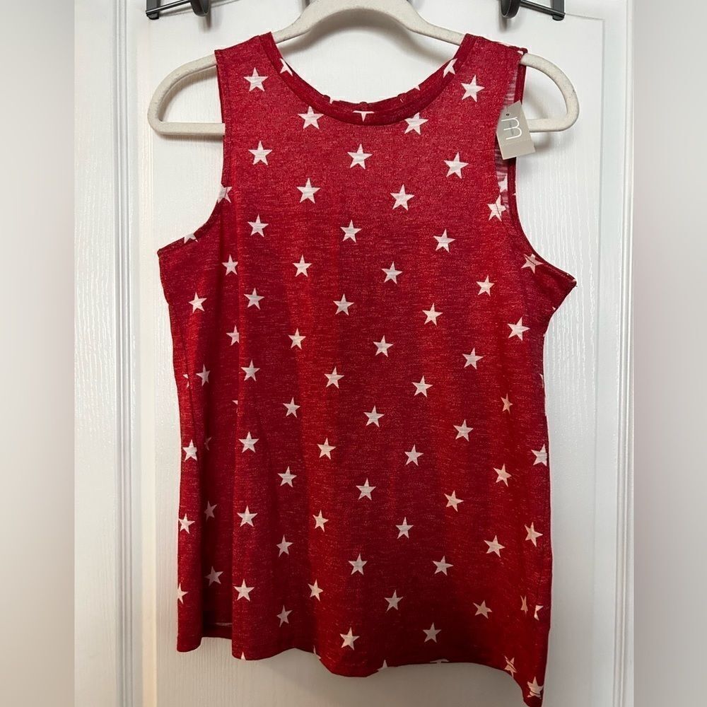 Maurices Riverside White Stars red‎ Tank Top Size small strappy back NWT